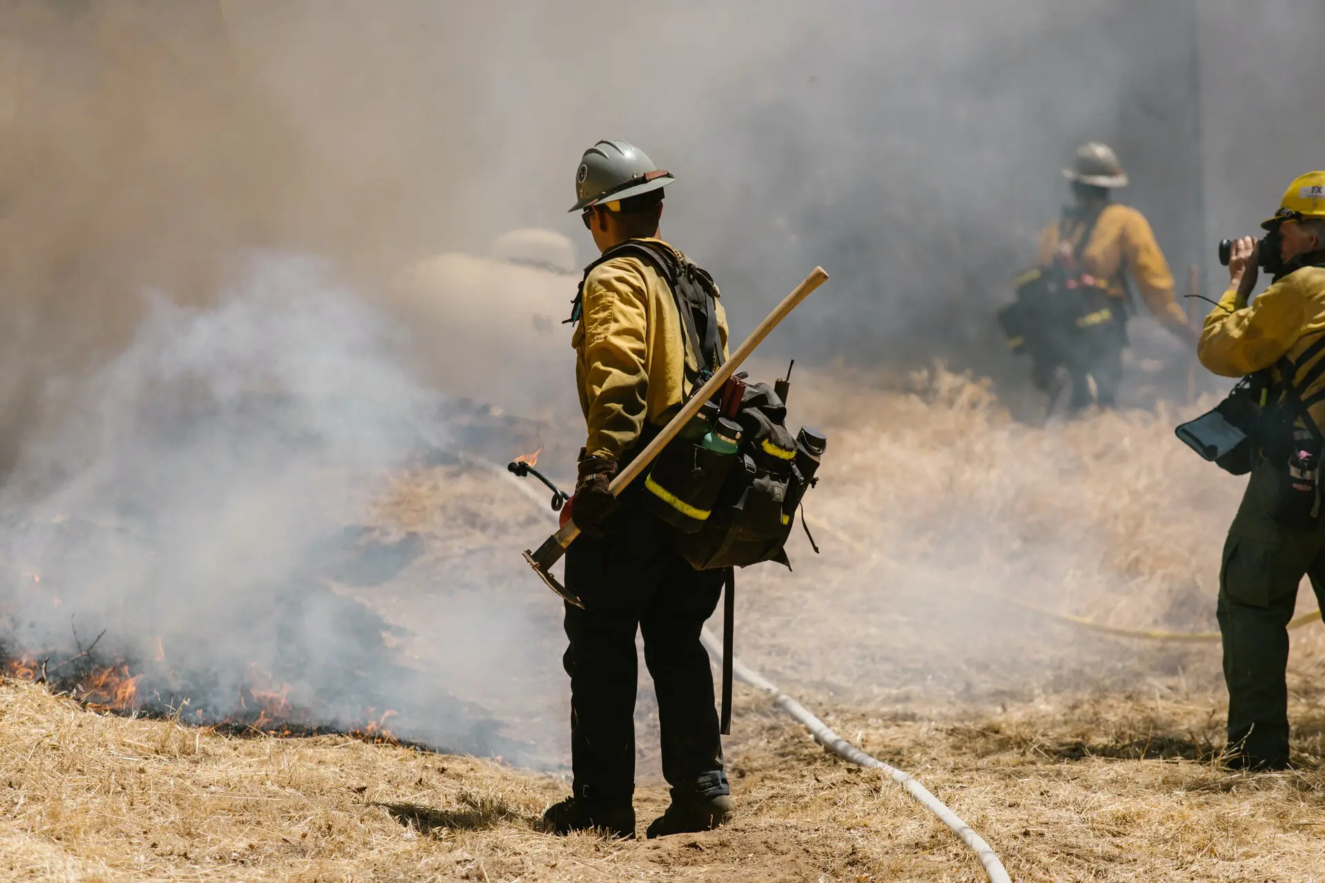 Volunteer working on prevention to wildfires